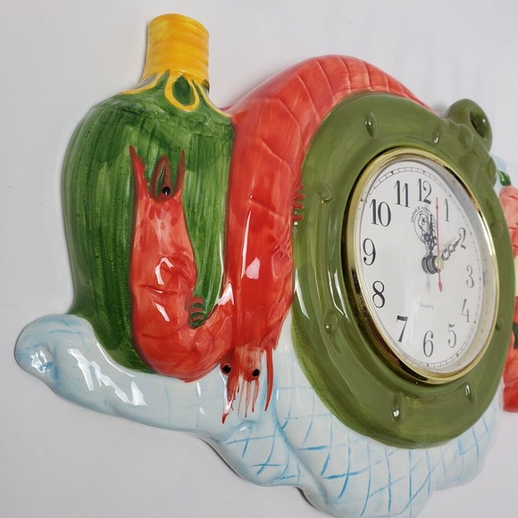Lobster Hand Painted Fine Ceramic Ware Wall Clock United B International - Picture 8 of 12